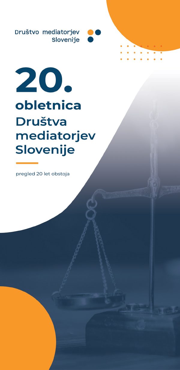 Naslovnica publikacije 20. obletnica Društva mediatorjev Slovenije